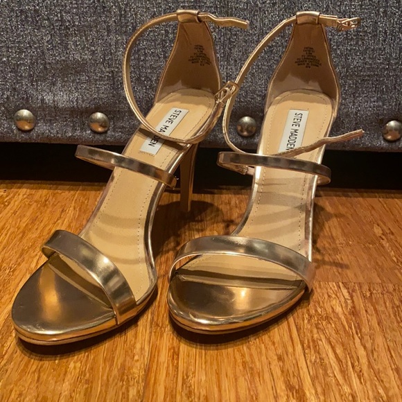 Steve Madden Rose Gold strappy heels, 3” heel, only worn once. - Picture 1 of 5